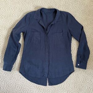2/20 Navy Linen Button-Up Shirt
